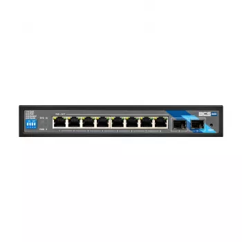 BCS BCS-B-SP08G-2SFP 8-Portu Gigabit PoE+ Slēdzis ar 2 SFP Portiem, 240W, Industriāls, Nepārvaldāms