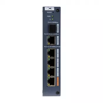 BCS BCS-L-SP0401G-1SFP-M Industrialais nekonfigurējams PoE+ slēdzis, 4x PoE+ RJ45 + 1x RJ45 + 1x SFP, 65W