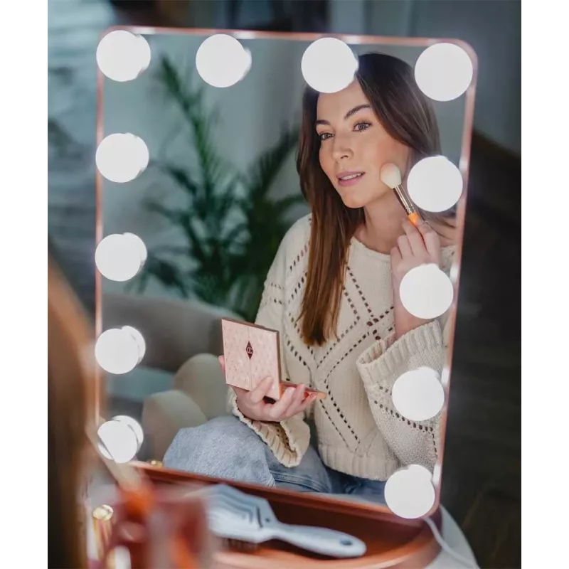 Beautifly GlamourVue LED Makeup Mirror with 3 Light Modes, Stepless Dimming, 1x/5x Magnification, Touch Panel, Rechargeable 2000mAh, USB-C, White