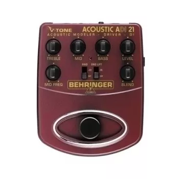 Behringer ADI21 akustiskās ģitāras priekšpastiprinātājs / DI kārba ar 3 joslu EQ un atgriezeniskās saites kontroli