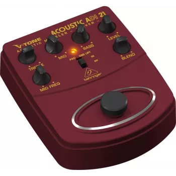 Behringer ADI21 akustiskās ģitāras priekšpastiprinātājs / DI kārba ar 3 joslu EQ un atgriezeniskās saites kontroli