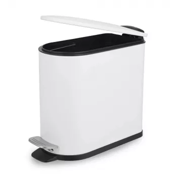 Beldray LA036690WHTPEU7 Slimline D-Shaped Pedal Bin 5-Litre, White