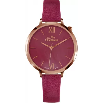 BELLEVUE Woman B50 35mm Quartz Analog Watch Silver Dial Black Leather Strap