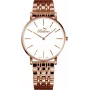 Bellevue Woman D32 kvarca analogais pulkstenis, 40 mm, rozā metāla korpuss un aproce, balts ciparnīca
