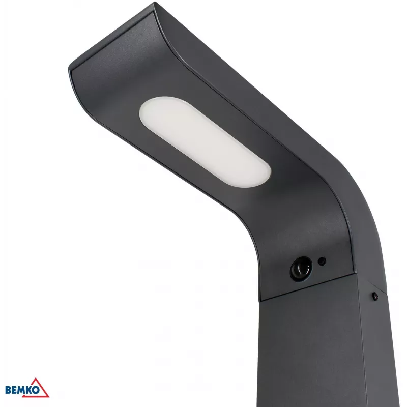 BEMKO SOLVEO Hybrid LED dārza staba lampa, 7W, 600lm, CCT 3000K/4000K/6500K, 80cm, IP65, tumši pelēka, PIR sensors