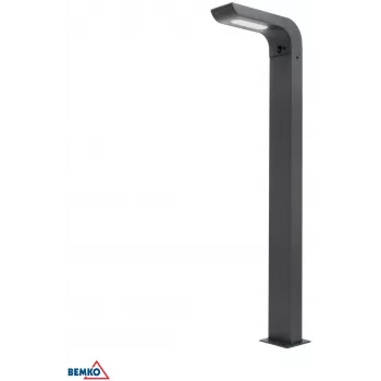 BEMKO SOLVEO Hybrid LED dārza staba lampa, 7W, 600lm, CCT 3000K/4000K/6500K, 80cm, IP65, tumši pelēka, PIR sensors
