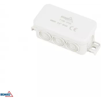 BEMKO virsmas montāžas sadales kārba 85x45x37mm IP55 8 ieejas gaiši pelēka E04-PI08-IP55