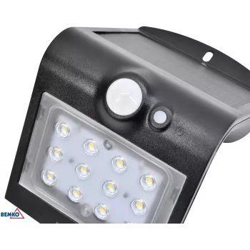 BEMKO TRINGO Saules LED prožektors 1.5W 220lm 4000K IP65 melns ar PIR sensoru C83-SOT-001BL-PIR