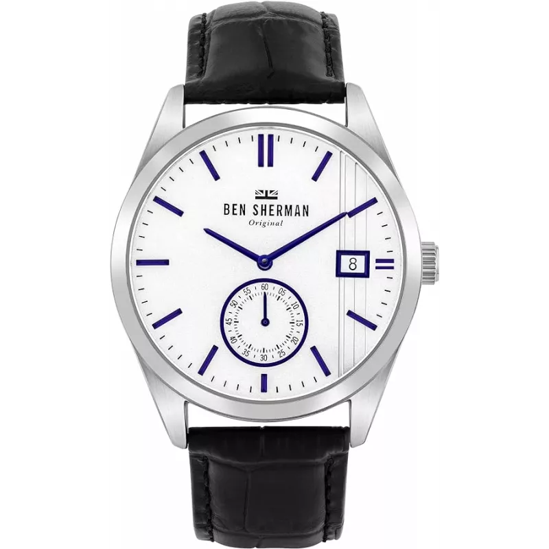 BEN SHERMAN vīriešu pulkstenis WB039UB 43mm melns ciparnīca melna mākslīgās ādas siksniņa
