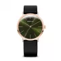 Bering Men's Classic Quartz Watch 36mm Stainless Steel Rose Gold Blue Dial Milanese Mesh Strap 13436-469