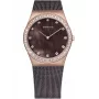 BERING Women's Classic Quartz Analog Watch 26mm Stainless Steel Rose Gold-Tone and Brown