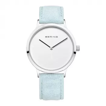 BERING Sieviešu Pulkstenis 14937-804 (39mm) - Rožu zelta nerūsējošā tērauda siets, zils ciparnīca