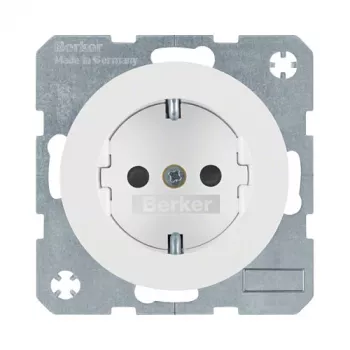 Berker 47232089 SCHUKO kontaktligzda (F tips), spīdīgi polāri balta, 16 A 250 V, iegremdējamā montāža, R.1/R.3/R.7 sērijai