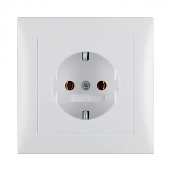 Berker 47429909 Iegremdējamā kontaktligzda ar plāksni S.1, Schuko Type F, 16A 250V, Polar White