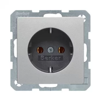 Berker 47436084 SCHUKO kontaktligzda (F tips) Q.1/Q.3 Aluminium Velvet 16A
