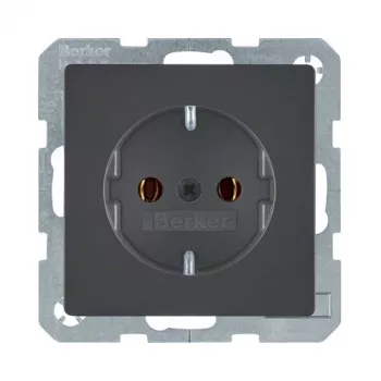 Berker Q.1/Q.3 SCHUKO Kontaktligzda 1-vietīga, Antracīta samta, 16A 250V, iemontējamā