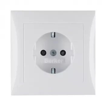 Berker S.1 SCHUKO kontaktligzda ar rāmi, polāri balta (F tips, 16 A, 250 V, iegremdējamā)