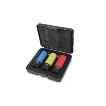 BETA 720LC/C3 3-daļīgs plānsienu dziļais triecienuzgriežņu komplekts vieglmetāla diskiem, 1/2 collas piedziņa, 17/19/21 mm, Cr-Mo, aizsarguzmavas