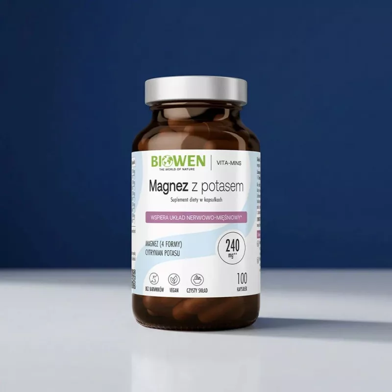 BIOWEN Magnijs 4x ar kāliju – uztura bagātinātājs, 100 kapsulas