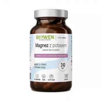 BIOWEN Magnesium 4x ar Kāliju – 100 kapsulas – Vegāns uztura bagātinātājs