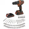 BLACK+DECKER 18V Bezvadu Triecienurbjmašīna BDCHD18BAFC, Melna/Orangža, 2x 1.5Ah Li-Ion Akumulatori, 80-Daļu Piederumu Komplekts, Kastes Komplekts