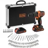 BLACK+DECKER 18V Bezvadu Triecienurbjmašīna BDCHD18BAFC, Melna/Orangža, 2x 1.5Ah Li-Ion Akumulatori, 80-Daļu Piederumu Komplekts, Kastes Komplekts