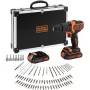 BLACK+DECKER 18V Bezvadu Triecienurbjmašīna BDCHD18BAFC, Melna/Orangža, 2x 1.5Ah Li-Ion Akumulatori, 80-Daļu Piederumu Komplekts, Kastes Komplekts