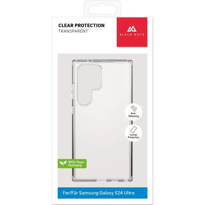 Black Rock Clear Protection vāciņš Samsung Galaxy S23 Ultra - caurspīdīgs TPU aizmugures vāciņš, triecienu absorbējošs, pret dzeltēšanu, saderīgs ar bezvadu uzlādi 00226130