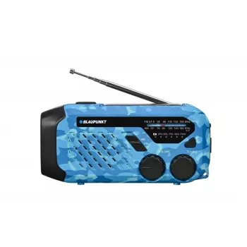 Blaupunkt ER10BC FM PLL digitālais modinātāja radiouztvērējs ar diviem modinātājiem, USB uzlādi, termometru, zilā kamuflāžā
