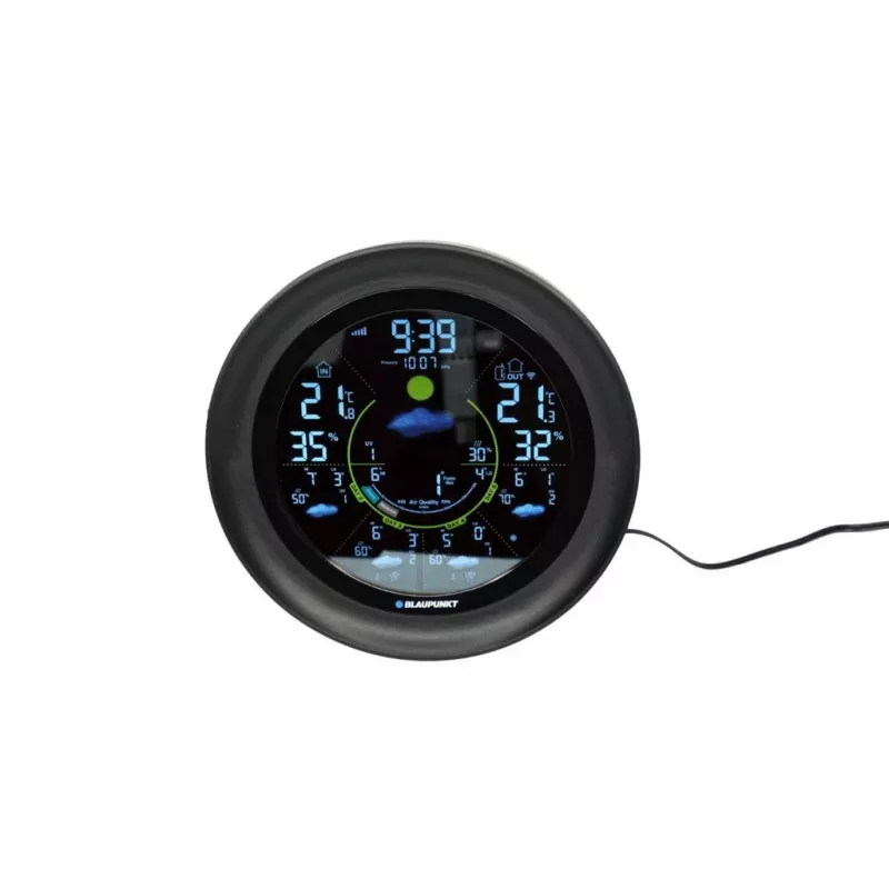 Blaupunkt WS65BK APP Wi-Fi laika stacija ar krāsainu displeju un āra sensoru - melna