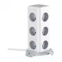 BlitzWolf BW-EC3 Vertikālā kontaktligzda ar 12 rozetēm, 4 USB portiem, 2m kabeli, EU spraudni