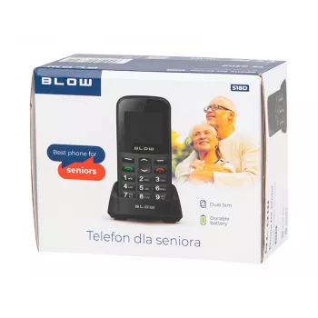 BLOW melnais senioru telefons ar statīvu S18D