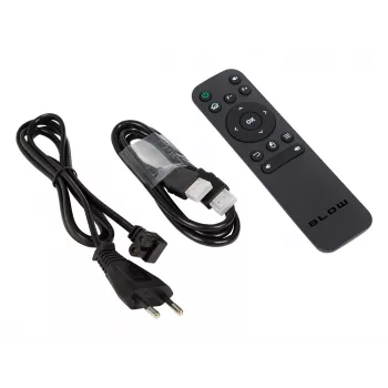 BLOW pārnēsājamais projektors Android TV HD Cinema Sound ar melnu maciņu