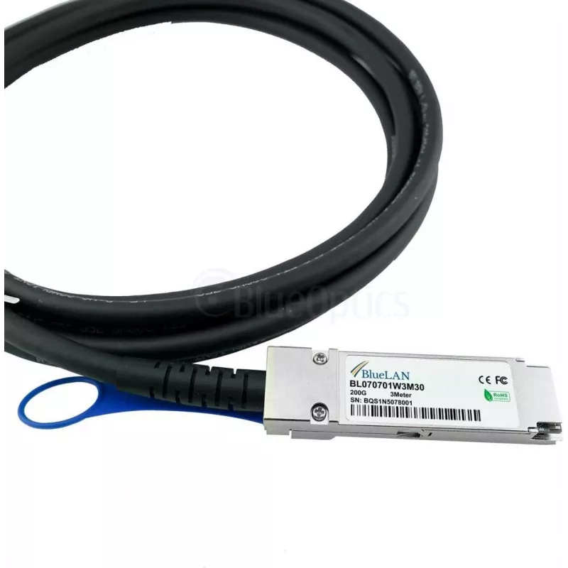 BLUELAN Compatible Mellanox MCP1650-V00AE30 QSFP56 Direct Attach Cable, 200GBASE-CR4, InfiniBand, 30AWG, 0.5 Meter (MCP1650-V00AE30-BL)