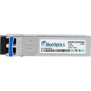 BlueOptics BO28C3443620DIN cSFP 2 kanālu BiDi transiveris, LC-Duplex, 1000BASE-2BX-U, vienmoda šķiedra, TX:1310nm/RX:1490nm, 20km, -40°C līdz +85°C, DDM