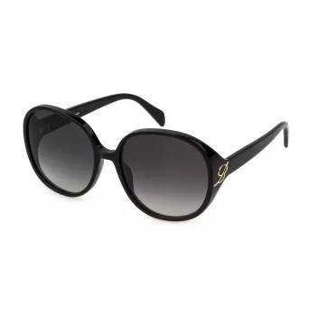 BLUMARINE Women's Cat Eye Saulesbrilles SBM864-61700F Shiny Black Gradient Grey 61mm