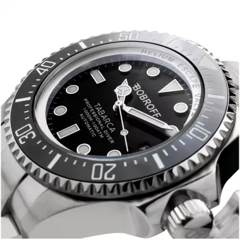 BOBROFF BF001 Vīriešu analogais kvarca pulkstenis 44mm melna ādas siksniņa