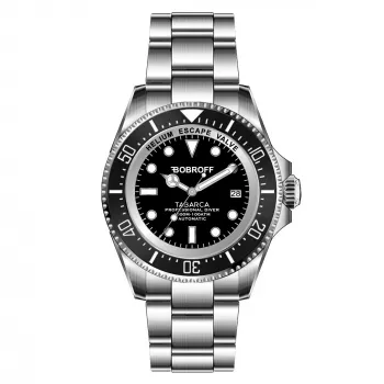BOBROFF BF001 Vīriešu analogais kvarca pulkstenis 44mm melna ādas siksniņa