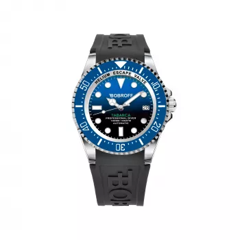 BOBROFF MAN BF0003baBFSTN Analog Quartz Watch 42mm Stainless Steel Black Dial Leather Strap