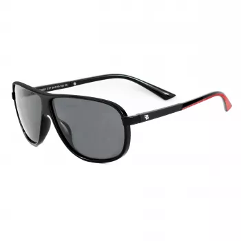 BOBROFF vīriešu taisnstūra saulesbrilles BFG0022-C1P - melns rāmis, pelēkas lēcas, UV400