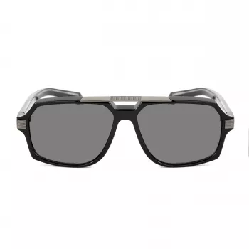 BOBROFF Vīriešu saulesbrilles BFG0015-C1 - Melns acetāta rāmis, pelēkas lēcas, UV400 (58/15/143 mm)