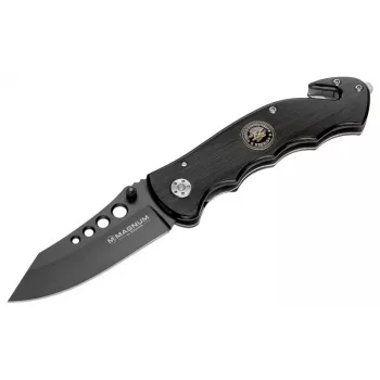 Boker Magnum USN Seals Naži 01MB856 Fiksēts Asmens Taktiskais Nazis, 440A Nerūsējošais Tērauds Clip Point Combo Edge, G-10 Rokturis, Kydex Maciņš, Melns