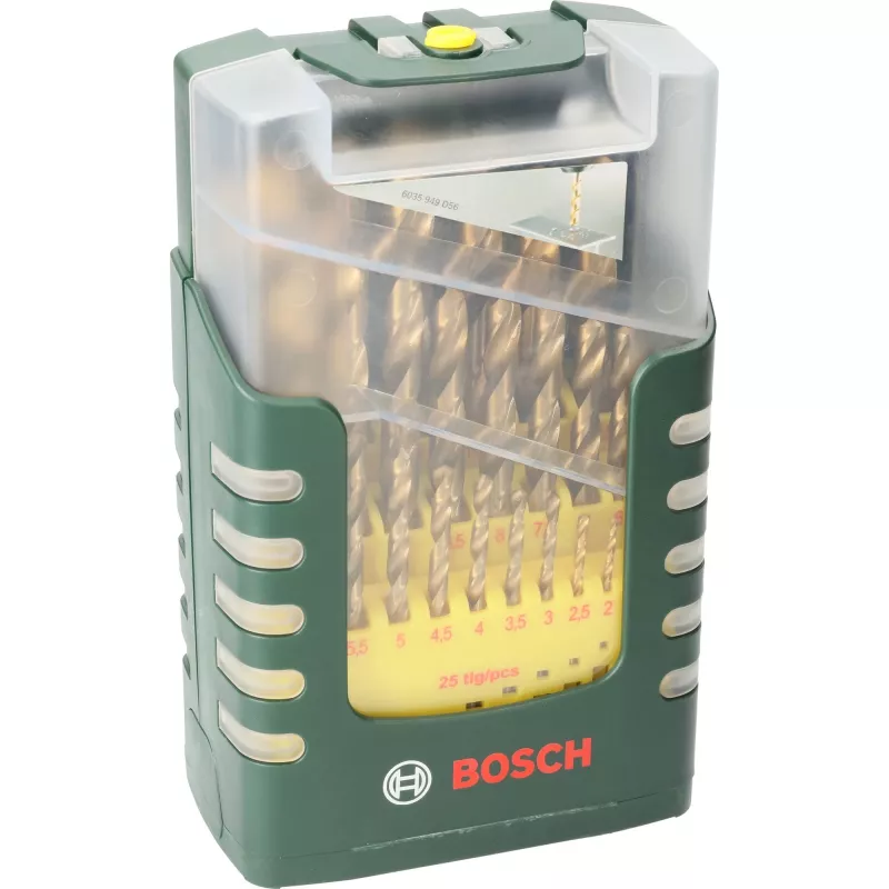 Bosch 2607017154 HSS spirālurbju komplekts, 25 gab., TiN pārklājums, cilindrisks kāts