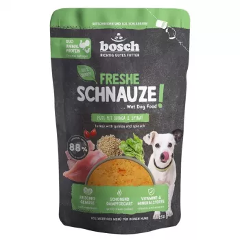 BOSCH Freshe Schnauze Slapjā barība sunim ar tītaru, kvinoju un spinātiem – 250g