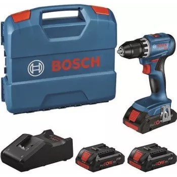 Bosch GSR 18V-45 Professional 18V bezvada urbjmašīna-skrūvgriezis ar 3x 2.0Ah Li-Ion akumulatoriem, 45 Nm brushless, L-BOXX 102, lādētājs 0615A5002N