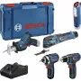 Bosch Power Tools 12V 5-Piece Tool Set GOP + GSR + GDR + GSA + GLI (Blue, 3x Li-Ion 2.0Ah Battery)