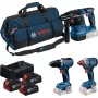 BOSCH Power Tools 18V Professional Combo Kit: Rotary Hammer GBH 18V-22 + Drill Driver GSR 18V-65 + Impact Wrench GDX 18V-285 (Blue/Black, 3x 5.0Ah Li-Ion Batteries, Tool Bag)