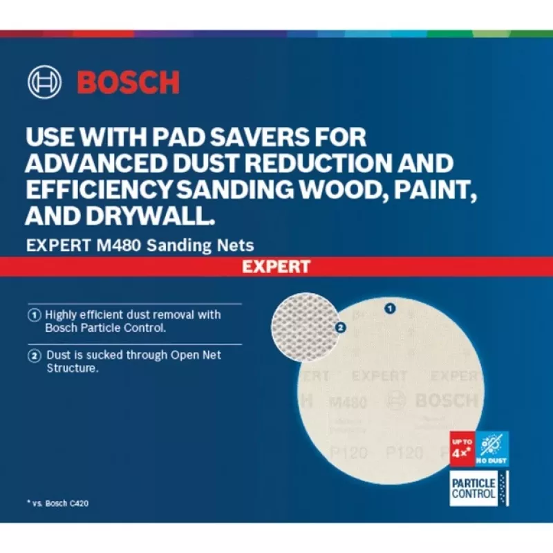 Bosch PowerTools Expert M480 Net Slīpēšanas Disks 125 mm, Grit K80 (50 Gab., Ekscentriskiem Slīpmašīnām)