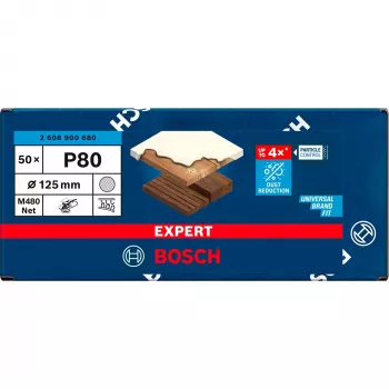 Bosch PowerTools Expert M480 Net Slīpēšanas Disks 125 mm, Grit K80 (50 Gab., Ekscentriskiem Slīpmašīnām)