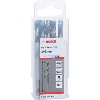 Bosch PowerTools HSS PointTeQ Hex Twist urbis, 6 mm, 10 gab., darba garums 57 mm
